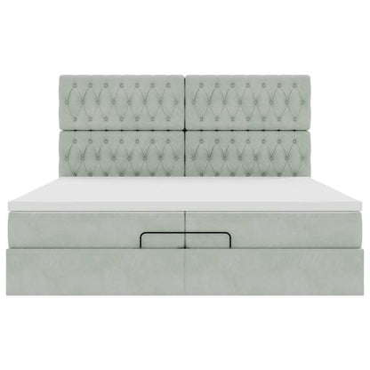 Ottoman bed met matrassen 200x200cm fluweel lichtgrijs
