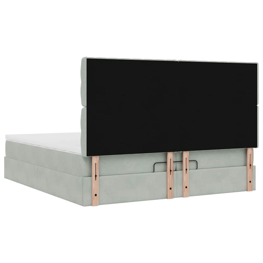 Ottoman bed met matrassen 200x200cm fluweel lichtgrijs