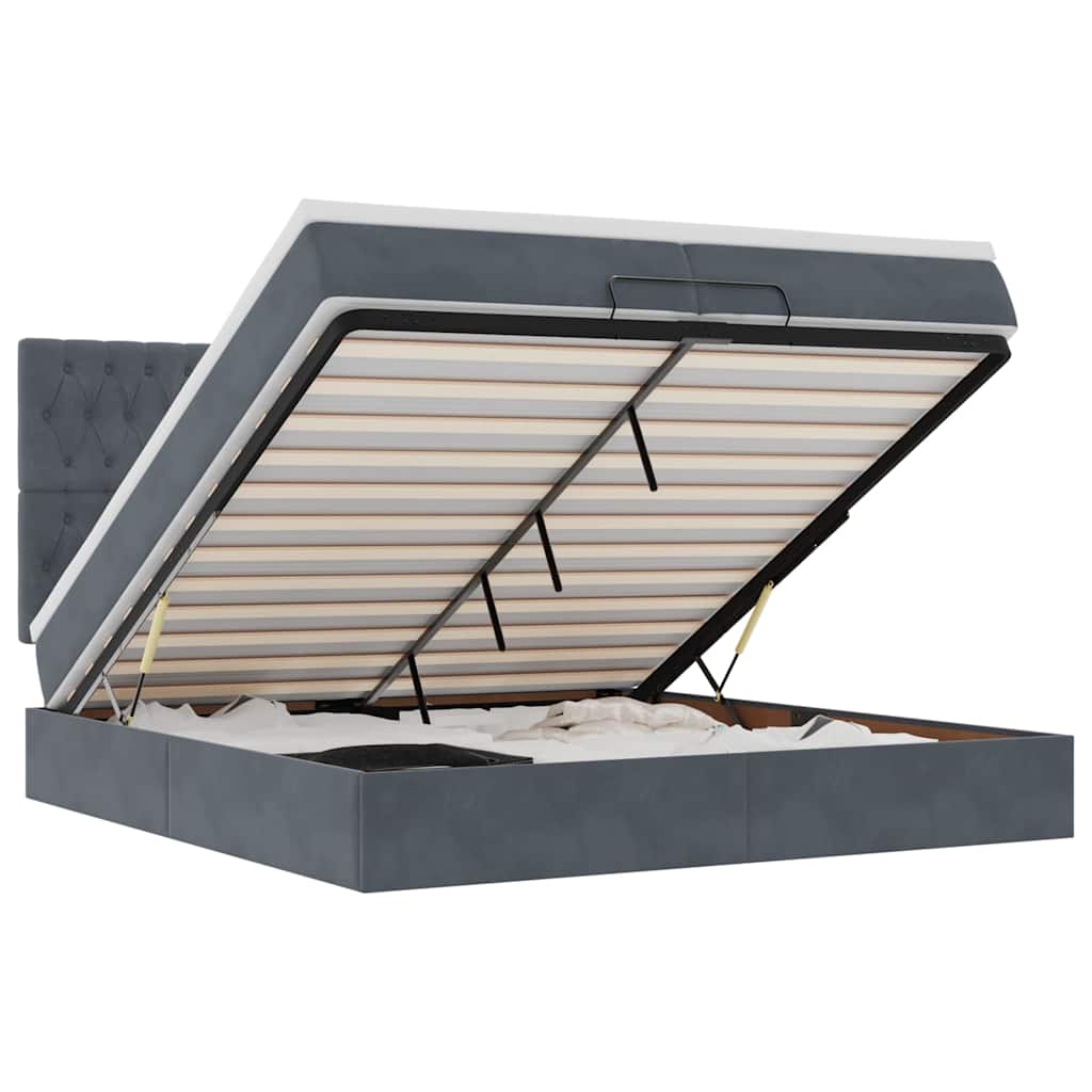 Ottoman bed met matrassen 200x200cm fluweel donkergrijs