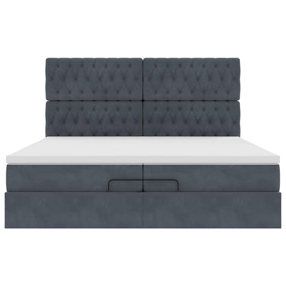 Ottoman bed met matrassen 200x200cm fluweel donkergrijs