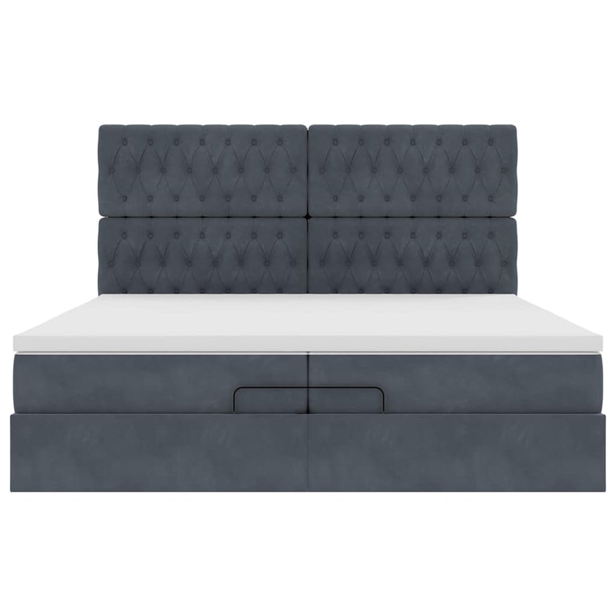 Ottoman bed met matrassen 200x200cm fluweel donkergrijs