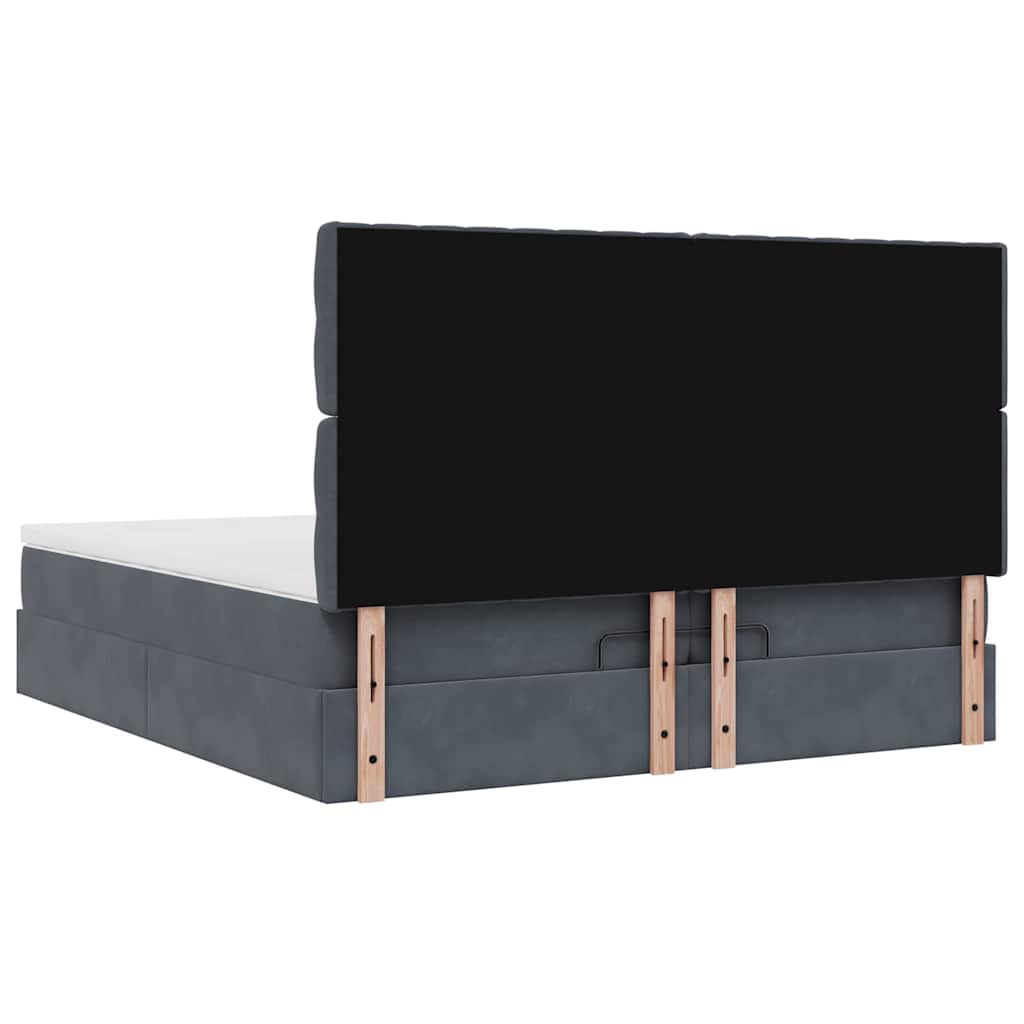 Ottoman bed met matrassen 200x200cm fluweel donkergrijs
