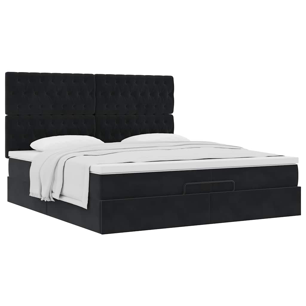 Ottoman bed met matrassen 200x200cm fluweel zwart