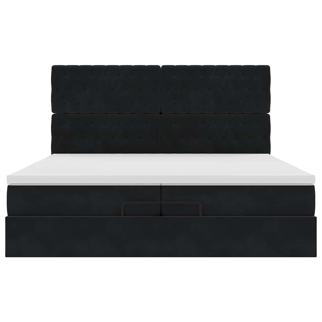 Ottoman bed met matrassen 200x200cm fluweel zwart