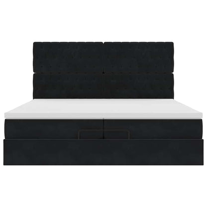 Ottoman bed met matrassen 200x200cm fluweel zwart