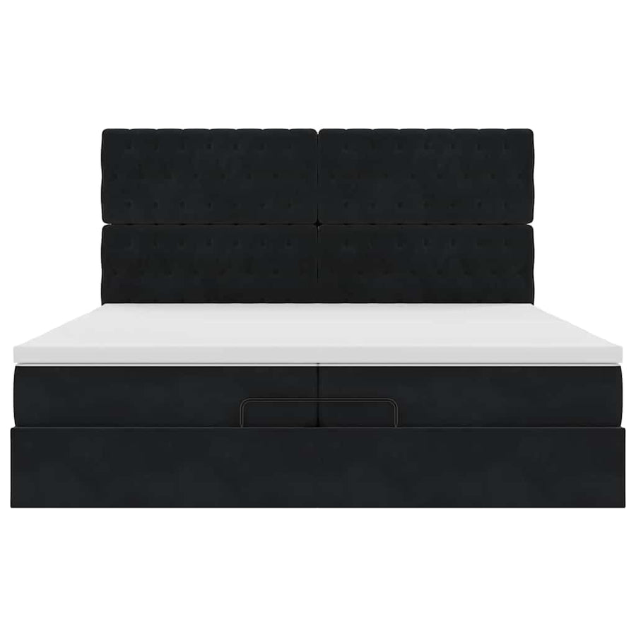 Ottoman bed met matrassen 200x200cm fluweel zwart