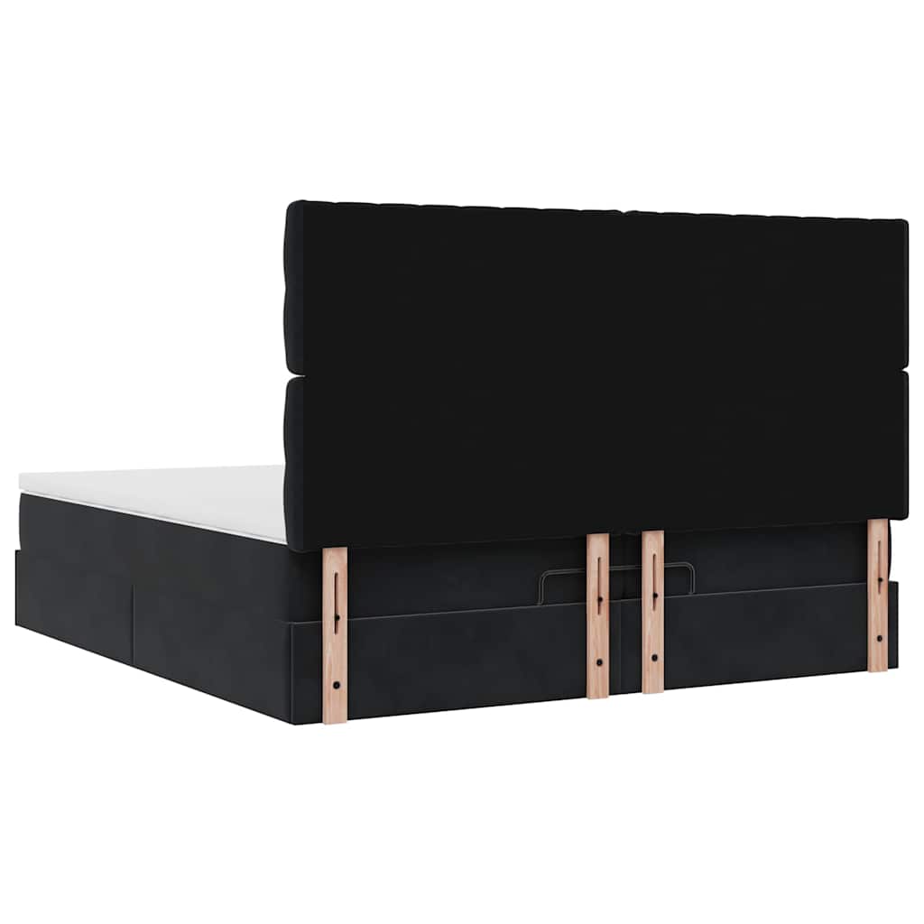 Ottoman bed met matrassen 200x200cm fluweel zwart