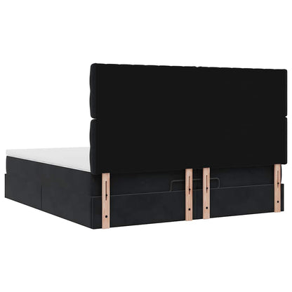 Ottoman bed met matrassen 200x200cm fluweel zwart