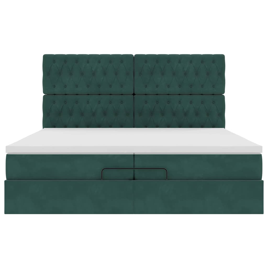 Ottoman Bed Met Matrassen 200X200Cm Fluweel 200 x 200 cm Donkergroen