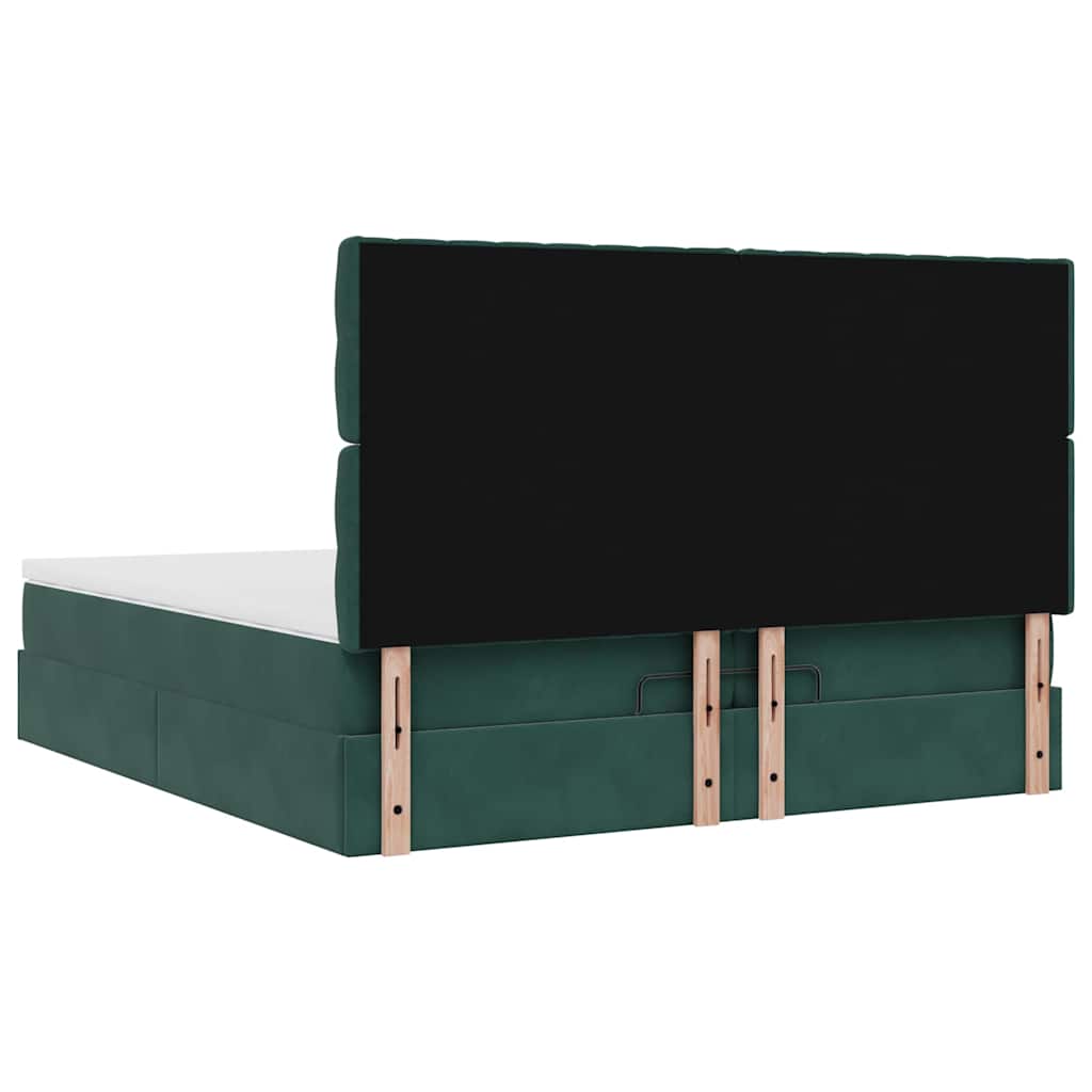 Ottoman Bed Met Matrassen 200X200Cm Fluweel 200 x 200 cm Donkergroen
