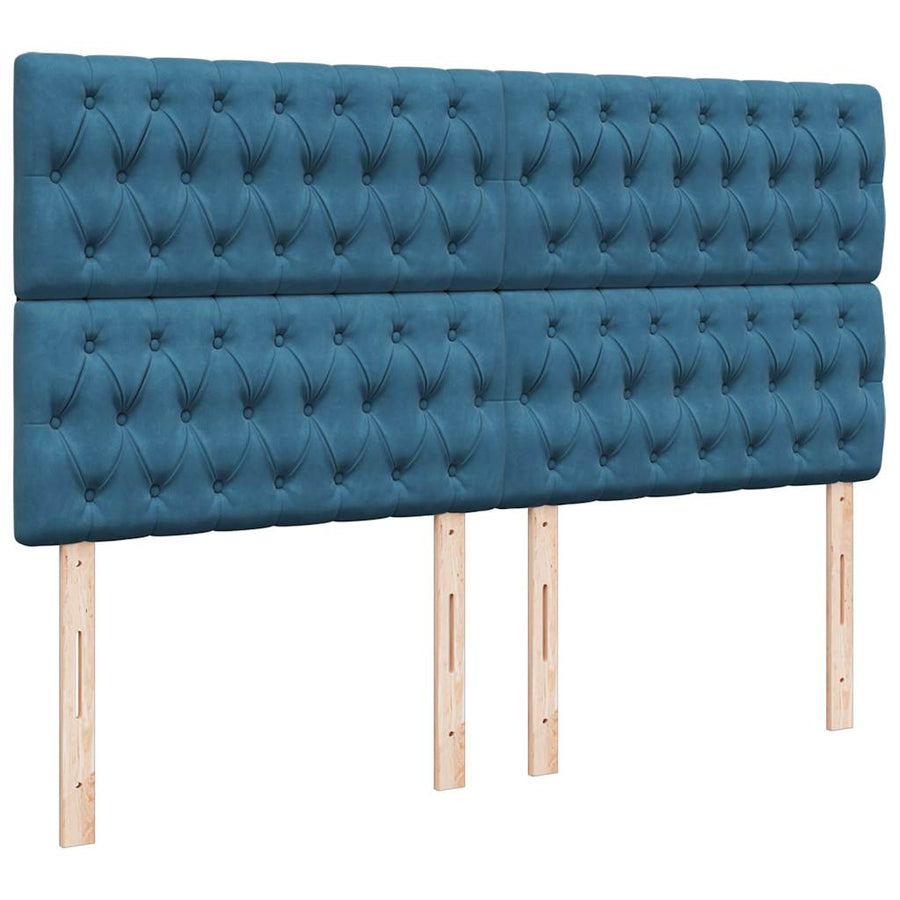 Ottoman Bed Met Matrassen 200X200Cm Fluweel 200 x 200 cm Donkerblauw