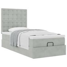 Ottoman bed met matrassen 80x200cm fluweel lichtgrijs