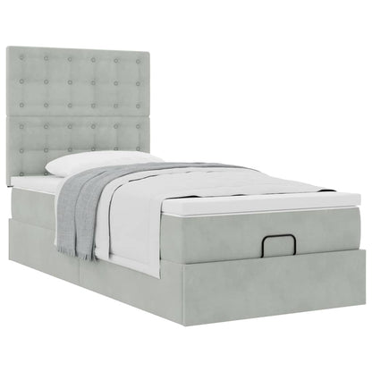 Ottoman bed met matrassen 80x200cm fluweel lichtgrijs