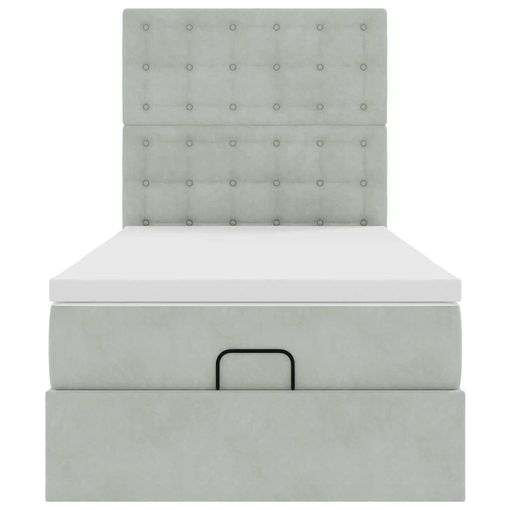 Ottoman bed met matrassen 80x200cm fluweel lichtgrijs