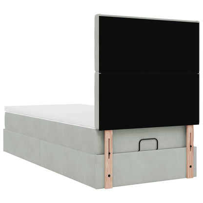 Ottoman bed met matrassen 80x200cm fluweel lichtgrijs