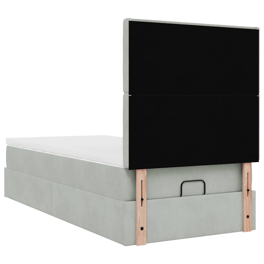 Ottoman bed met matrassen 80x200cm fluweel lichtgrijs