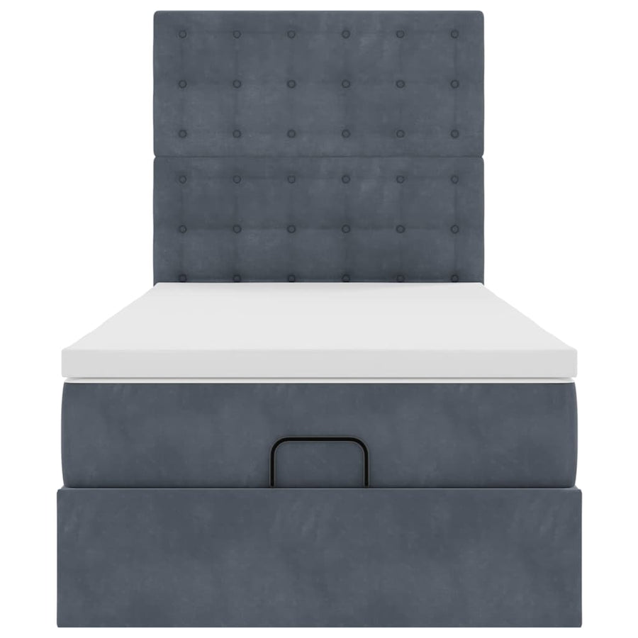 Ottoman bed met matrassen 80x200cm fluweel donkergrijs