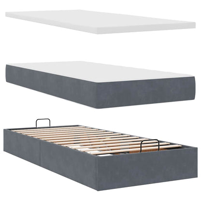 Ottoman bed met matrassen 80x200cm fluweel donkergrijs