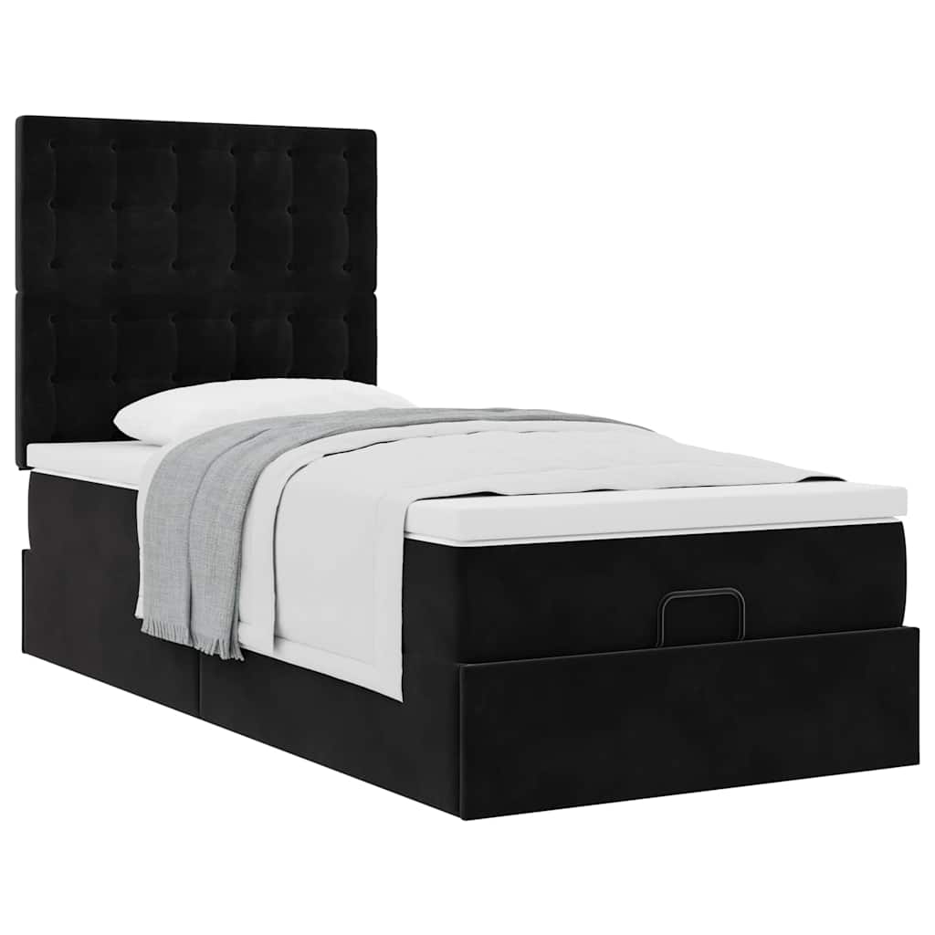 Ottoman bed met matrassen 80x200cm fluweel zwart