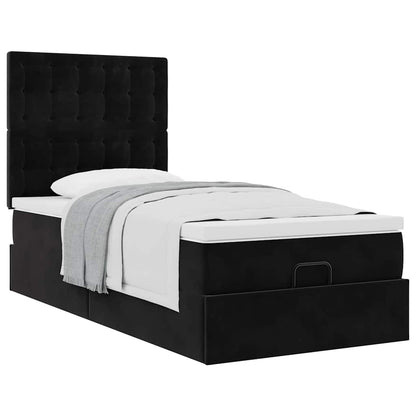 Ottoman bed met matrassen 80x200cm fluweel zwart