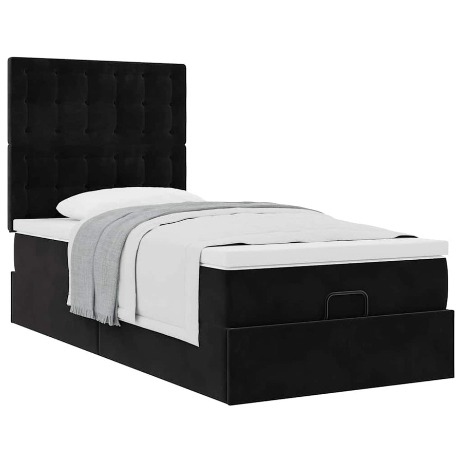 Ottoman bed met matrassen 80x200cm fluweel zwart
