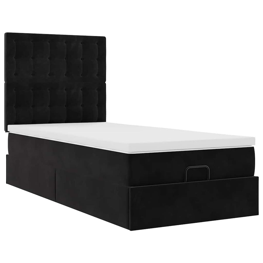 Ottoman bed met matrassen 80x200cm fluweel zwart