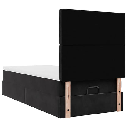Ottoman bed met matrassen 80x200cm fluweel zwart