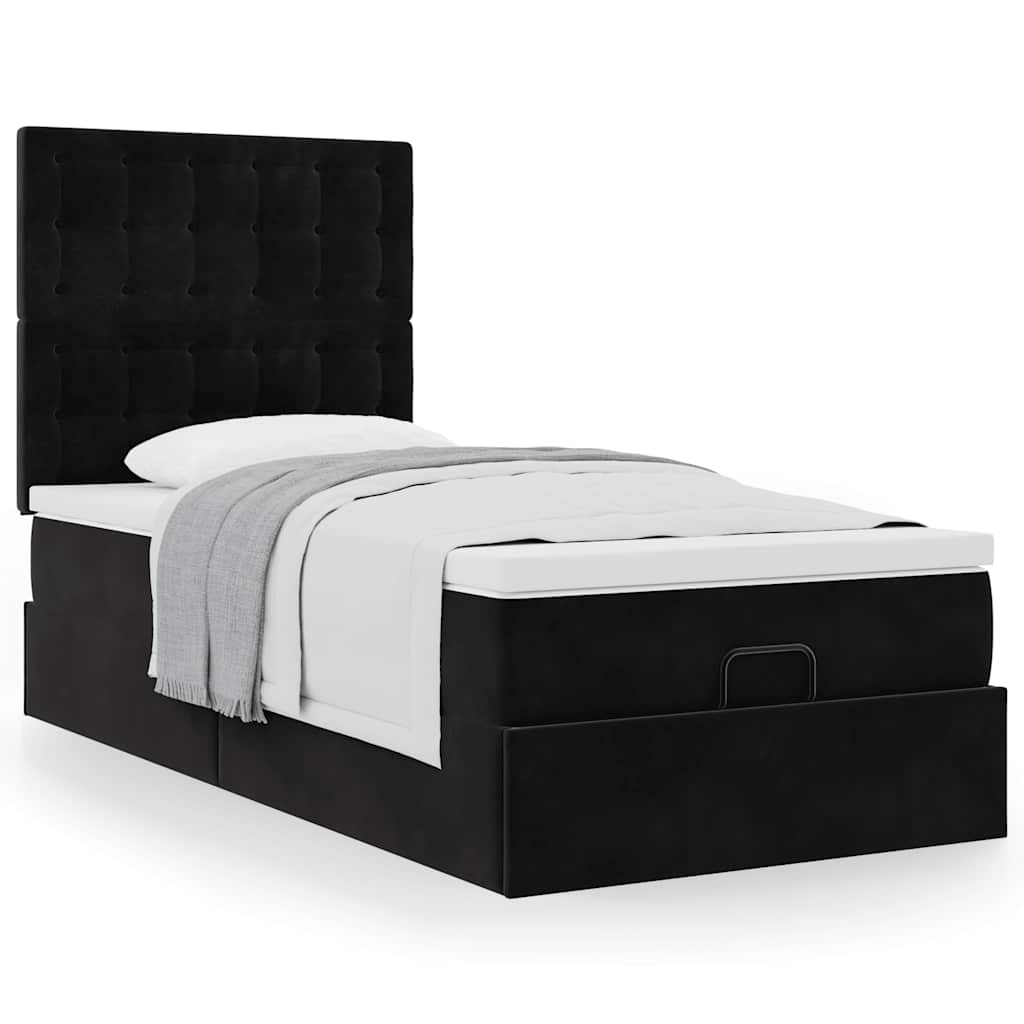 Ottoman bed met matrassen 80x200cm fluweel zwart