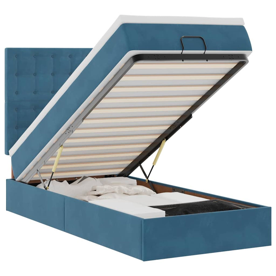 Ottoman bed met matrassen 80x200cm fluweel donkerblauw