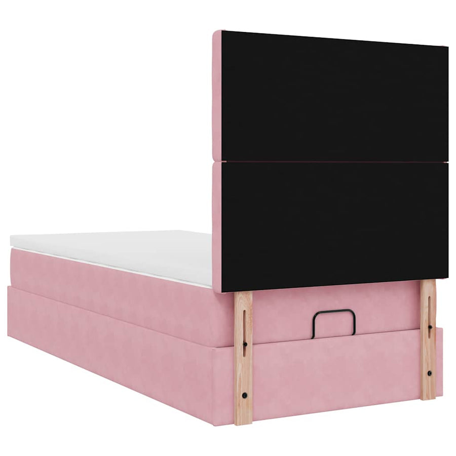 Ottoman bed met matrassen 80x200cm fluweel roze
