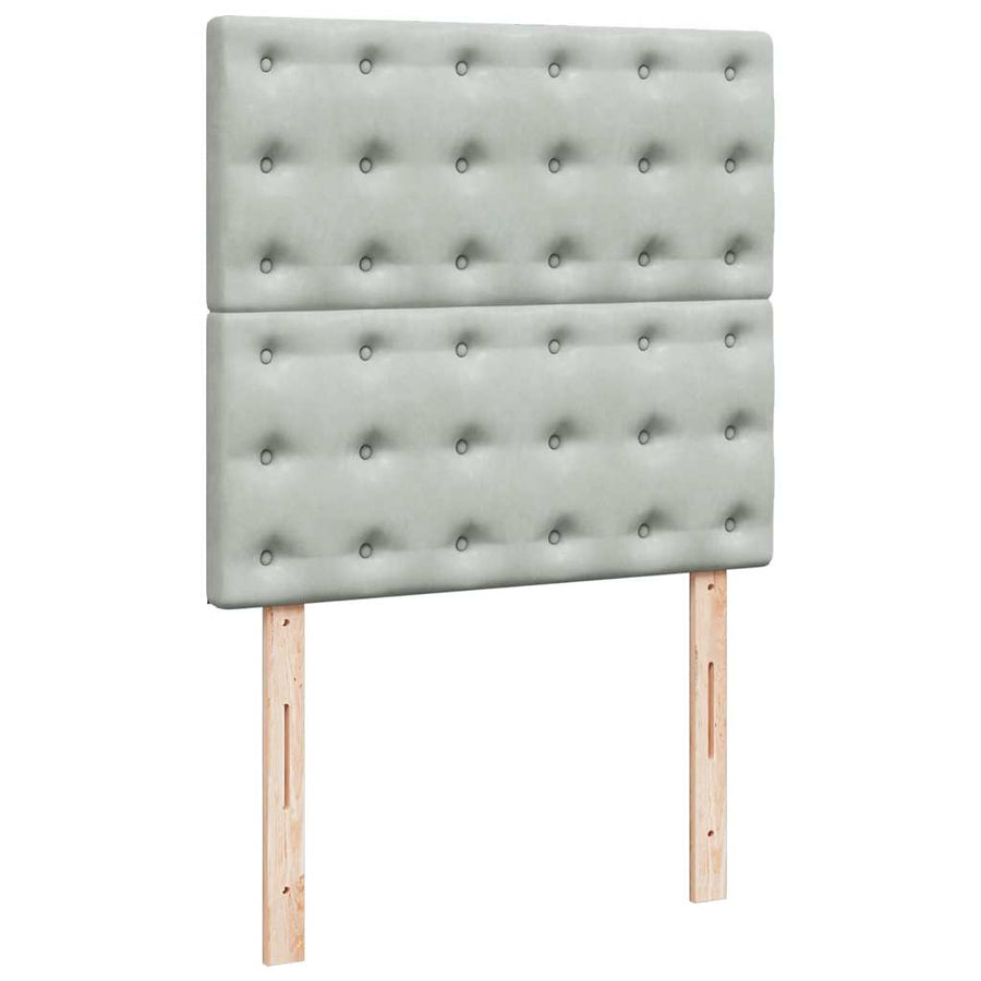 Ottoman bed met matrassen 90x190cm fluweel lichtgrijs