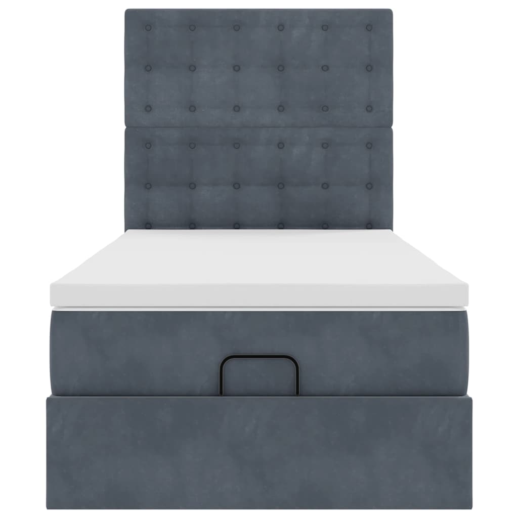 Ottoman bed met matrassen 90x190cm fluweel donkergrijs