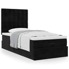 Ottoman bed with mattresses 90x190cm black velvet