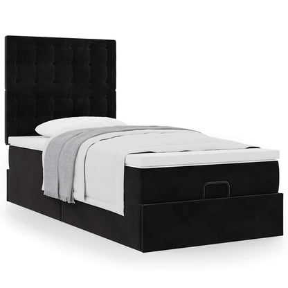 Ottoman bed met matrassen 90x190cm fluweel zwart