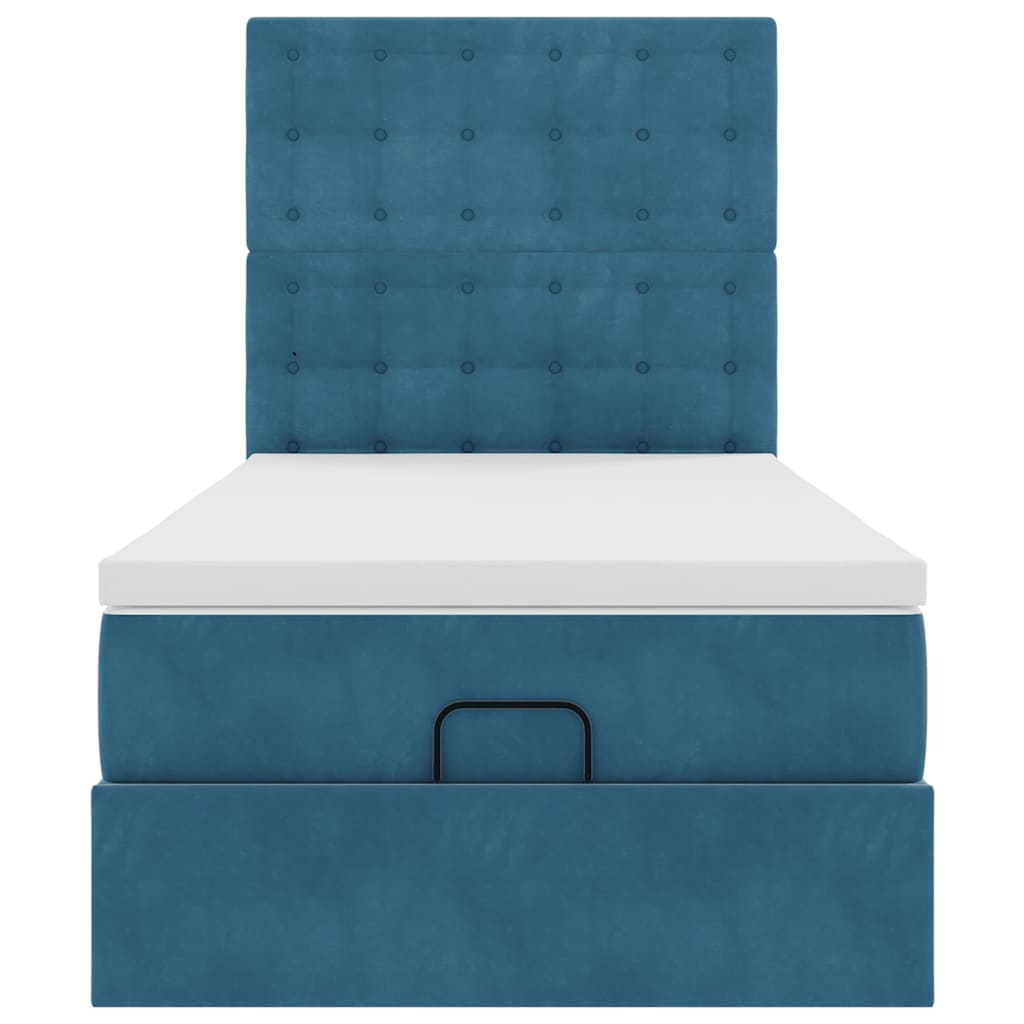 Ottoman bed met matrassen 90x190cm fluweel donkerblauw
