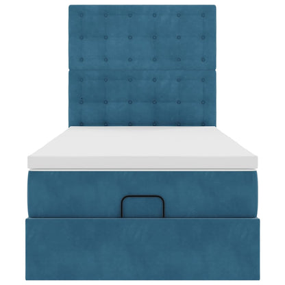 Ottoman bed met matrassen 90x190cm fluweel donkerblauw