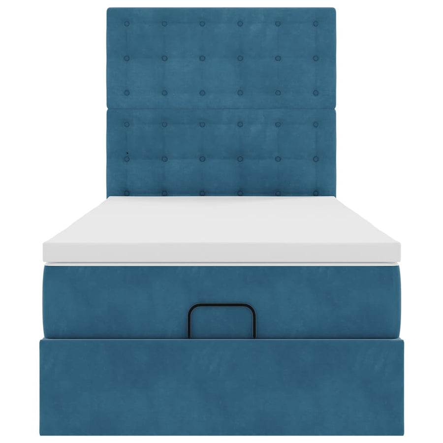 Ottoman bed met matrassen 90x190cm fluweel donkerblauw