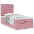 Ottoman bed 90x190 cm fluweel roze