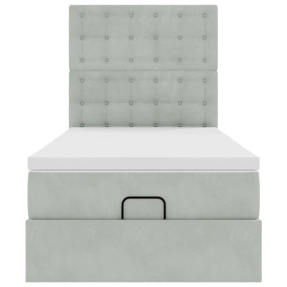Ottoman bed met matrassen 90x200cm fluweel lichtgrijs