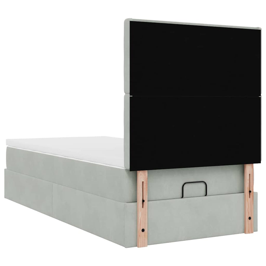 Ottoman bed met matrassen 90x200cm fluweel lichtgrijs