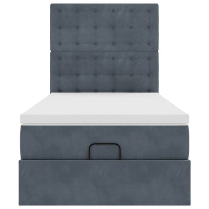 Ottoman bed met matrassen 90x200cm fluweel donkergrijs
