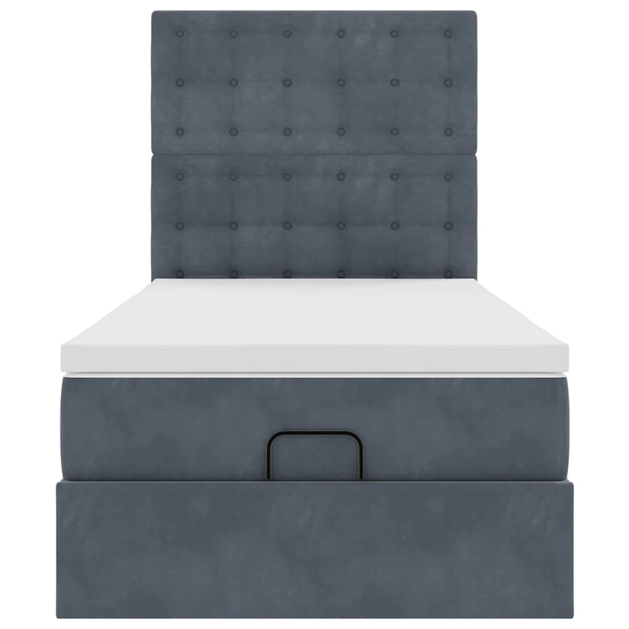 Ottoman bed met matrassen 90x200cm fluweel donkergrijs