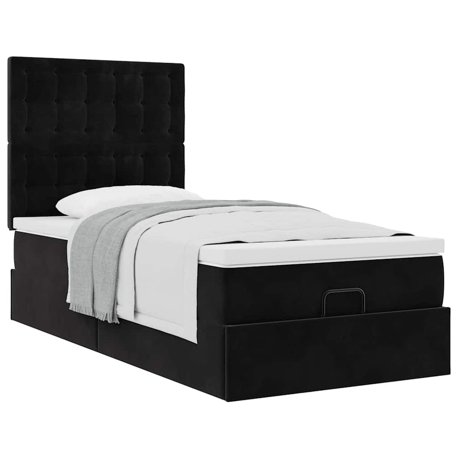 Ottoman bed met matrassen 90x200cm fluweel zwart