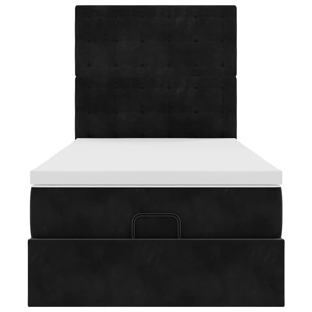 Ottoman bed met matrassen 90x200cm fluweel zwart