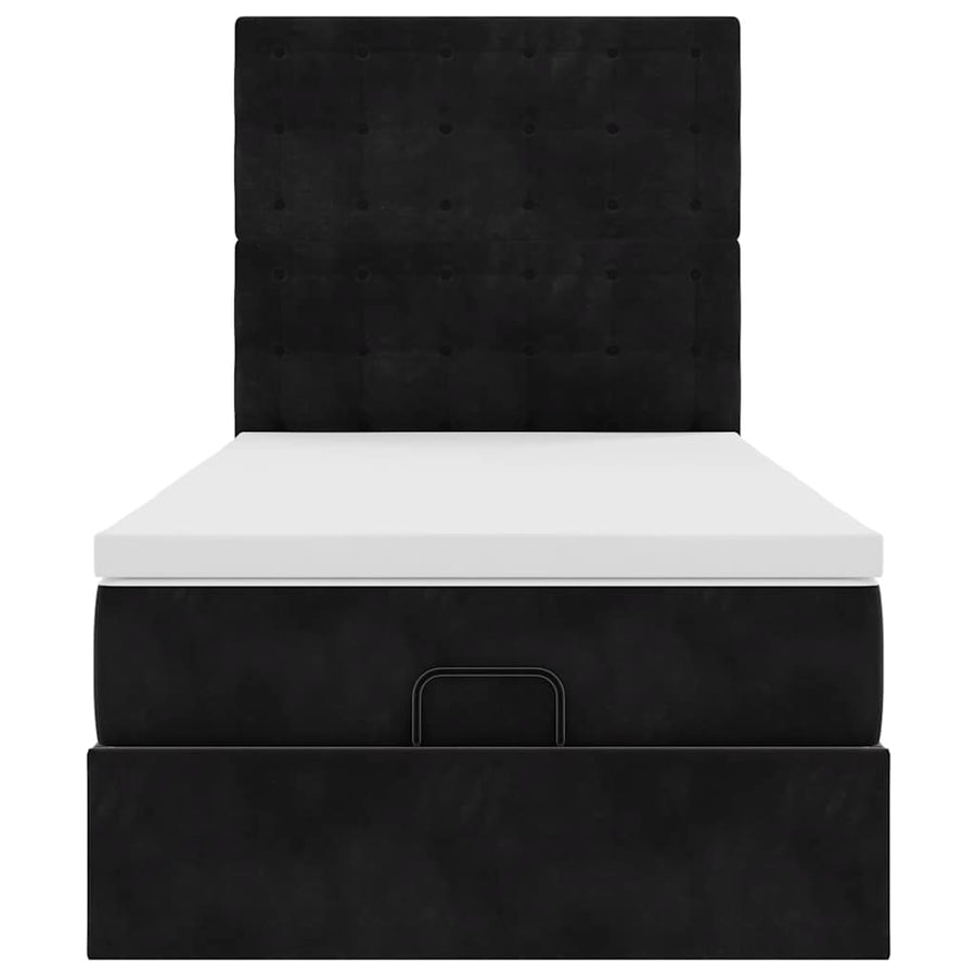 Ottoman bed met matrassen 90x200cm fluweel zwart