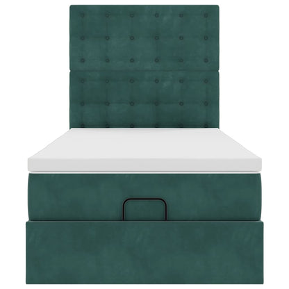 Ottoman bed met matrassen 90x200cm fluweel donkergroen