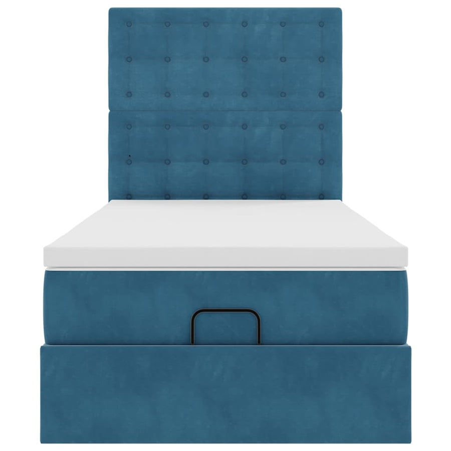 Ottoman bed met matrassen 90x200cm fluweel donkerblauw