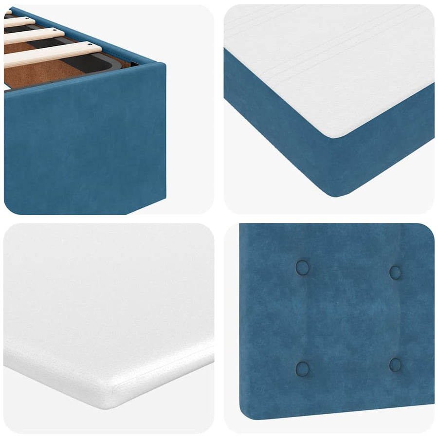 Ottoman bed met matrassen 90x200cm fluweel donkerblauw