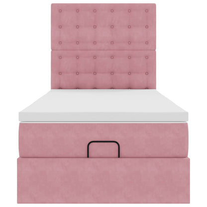 Ottoman bed met matrassen 90x200cm fluweel roze