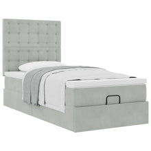 Ottoman bed met matrassen 100x200cm fluweel lichtgrijs